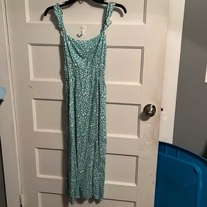 Mint and white pink lily midi dress! WORN ONCE